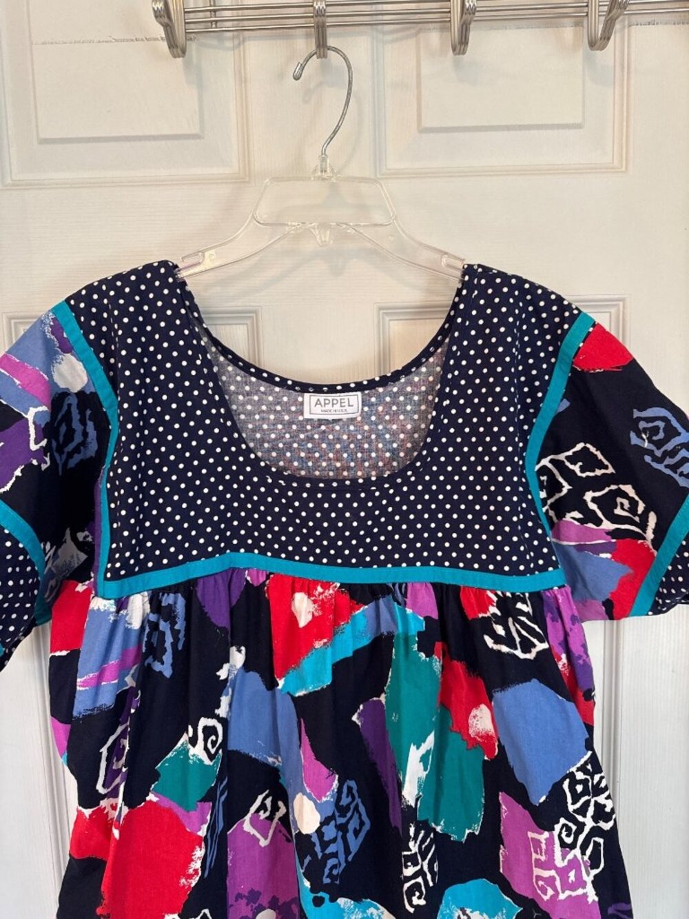 Vintage Appel Muumuu Kaftan Pocket Colorful Summer Boho Beach USA Mumu One Size - Picture 6 of 7